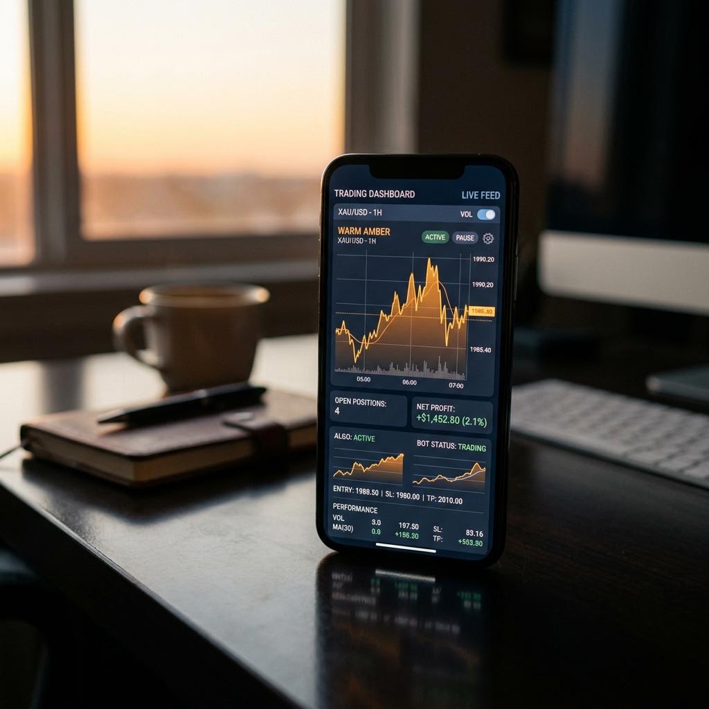Panel de control móvil de Vasta Rendoria con gráficos de criptomonedas